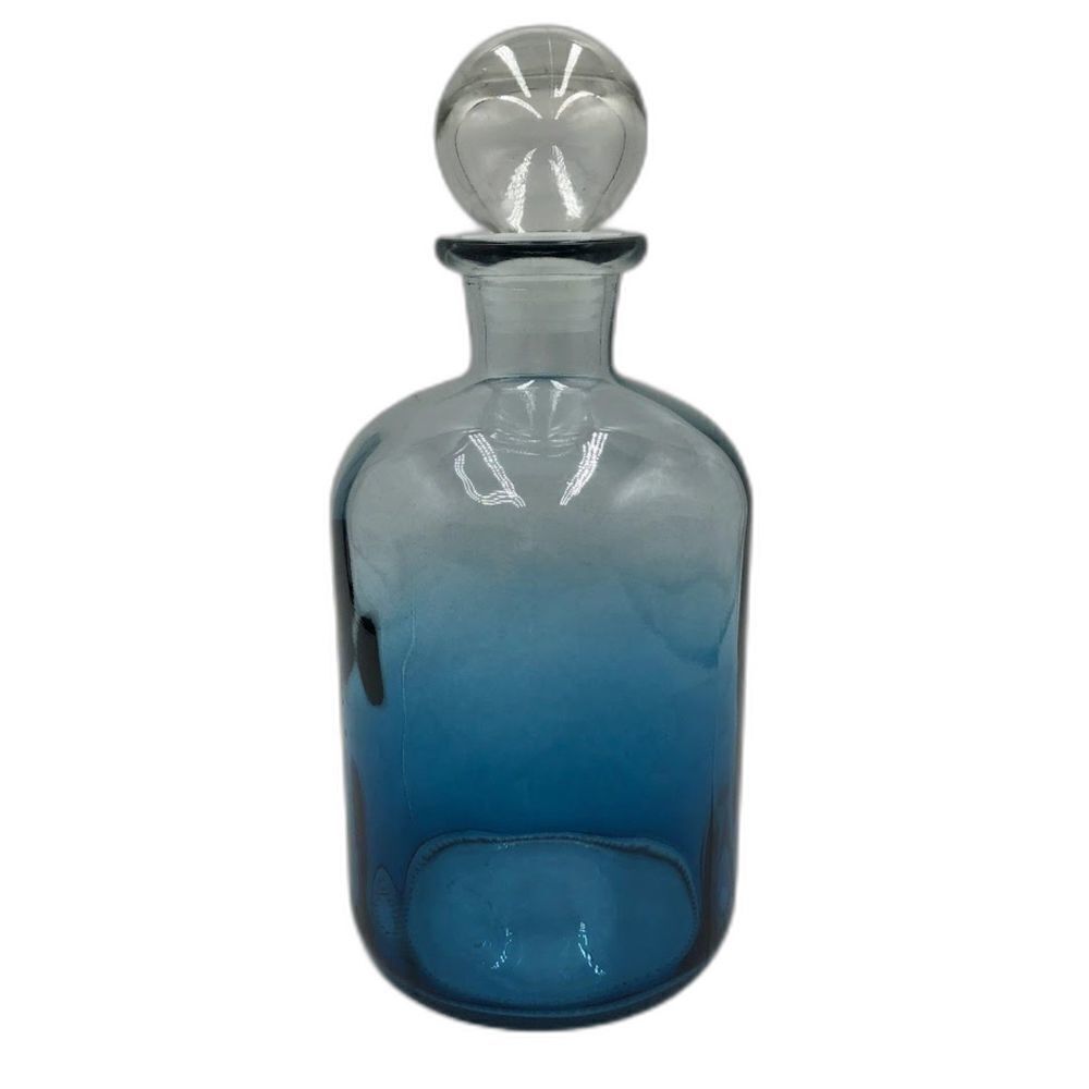Blue Clear Ombre Look Glass Decanter Collectible Decorative Glassware